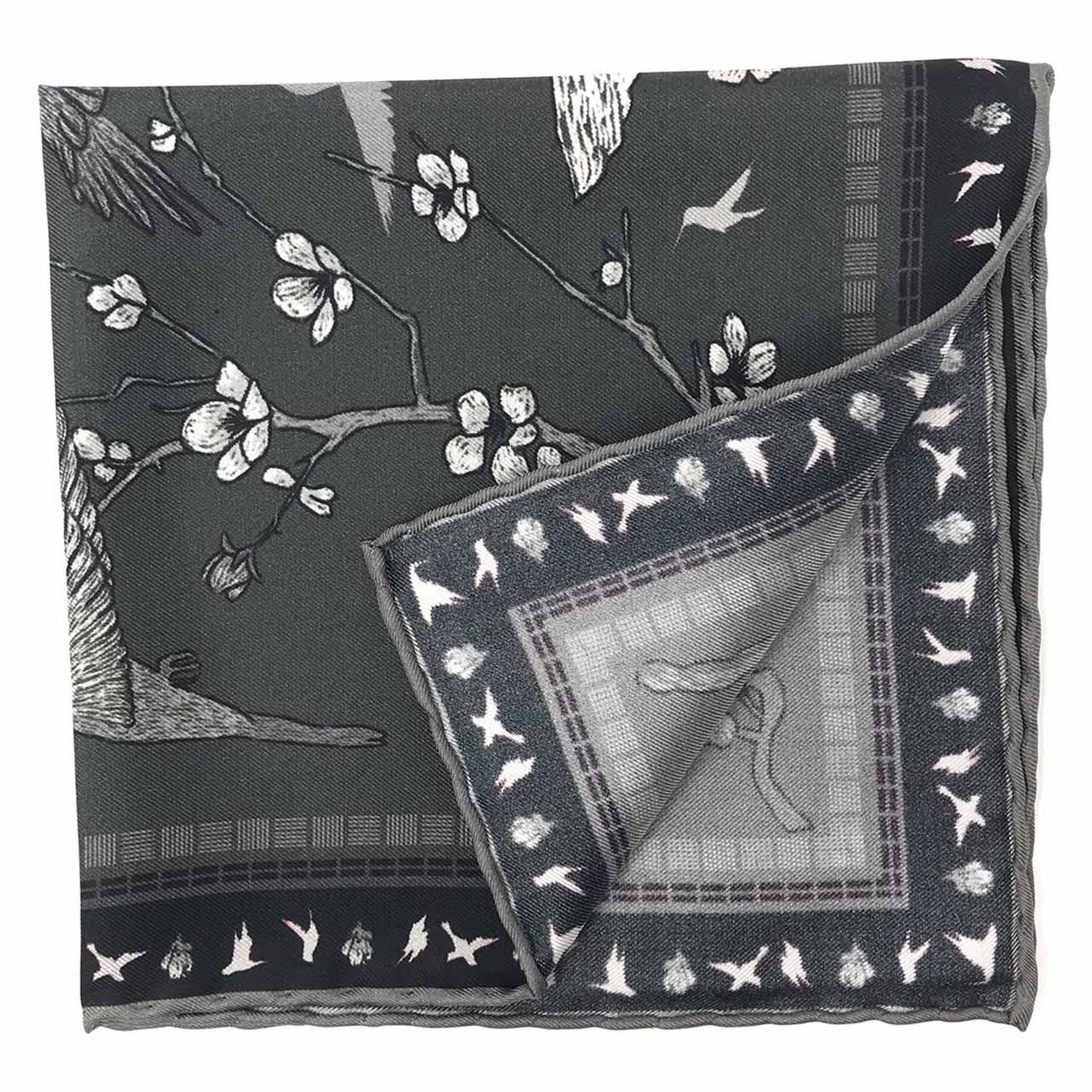 Amazilia Charcoal Grey Pocket Square