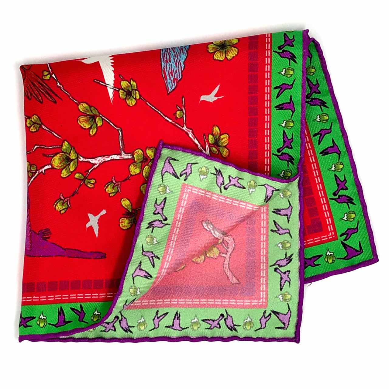 Amazilia Cherry Red Pocket Square