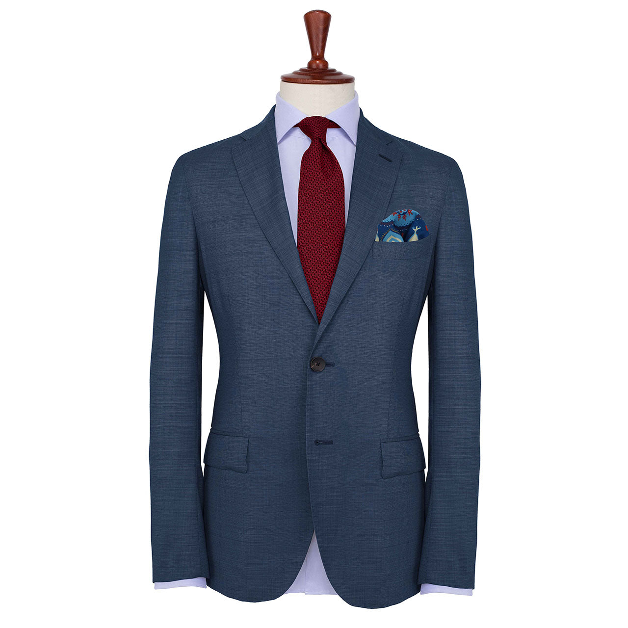 Turkish Pastoral Peacock Blue Pocket Square