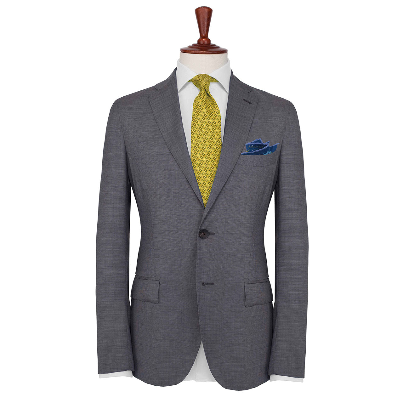 Turkish Pastoral Peacock Blue Pocket Square