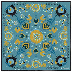 Turkish Pastoral Teal Pocket Square