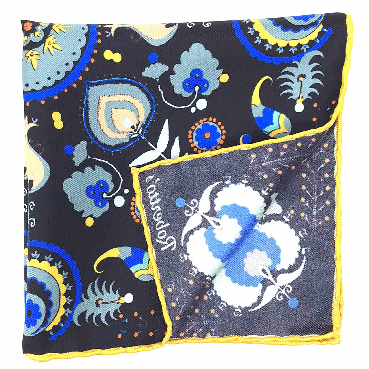 Turkish Pastoral Black Pocket Square