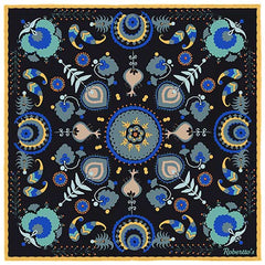 Turkish Pastoral Black Pocket Square