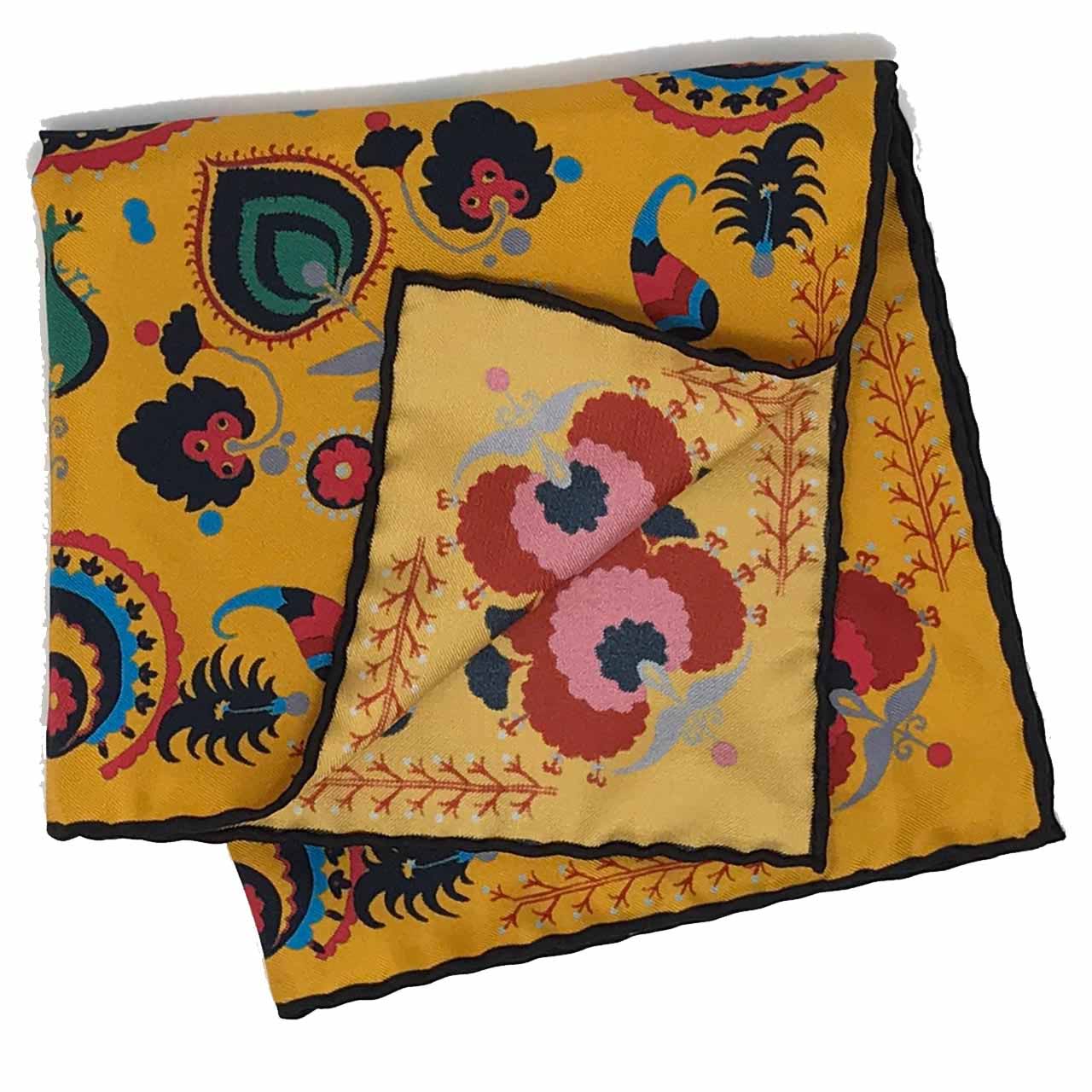 Turkish Pastoral Mustard Yellow Pocket Square