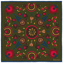 Turkish Pastoral Seaweed Green Pocket Square