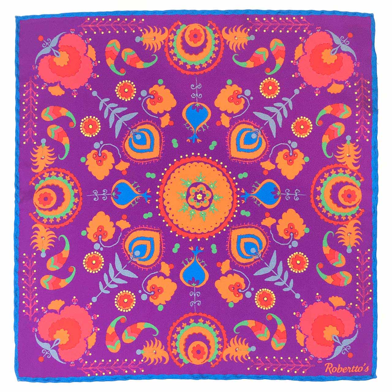 Turkish Pastoral Purple Pocket Square