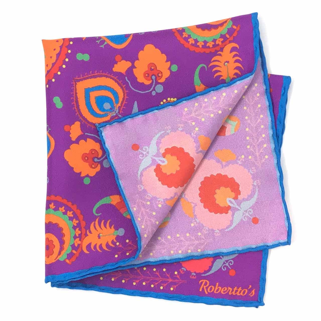 Turkish Pastoral Purple Pocket Square