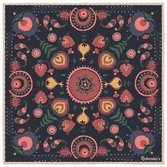 Turkish Pastoral Charcoal Blue Pocket Square