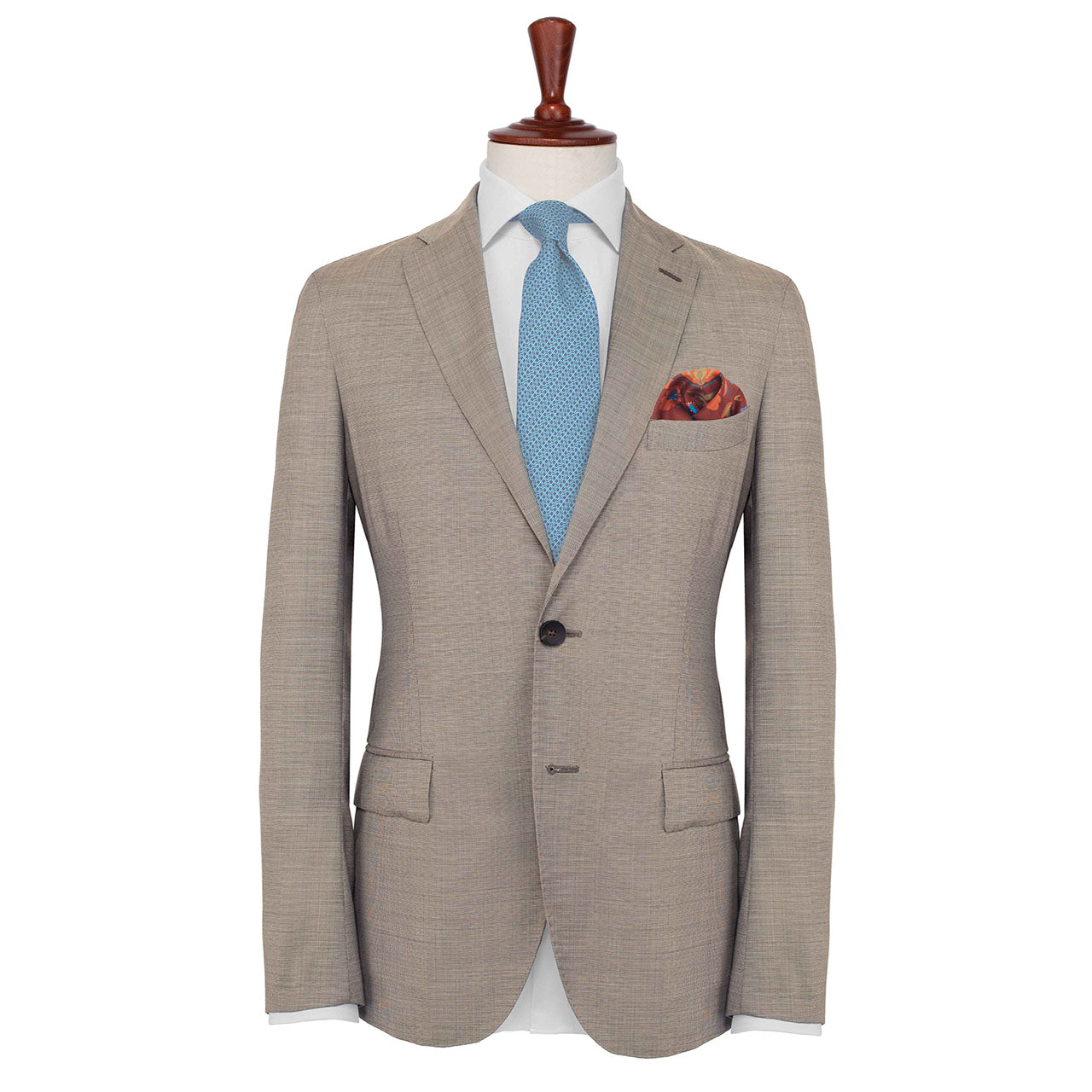 Turkish Pastoral Brown Red Pocket Square