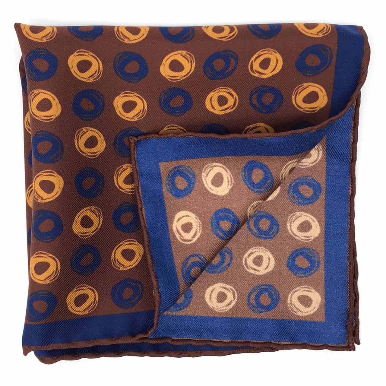 Polka Passion Walnut Brown Pocket Square