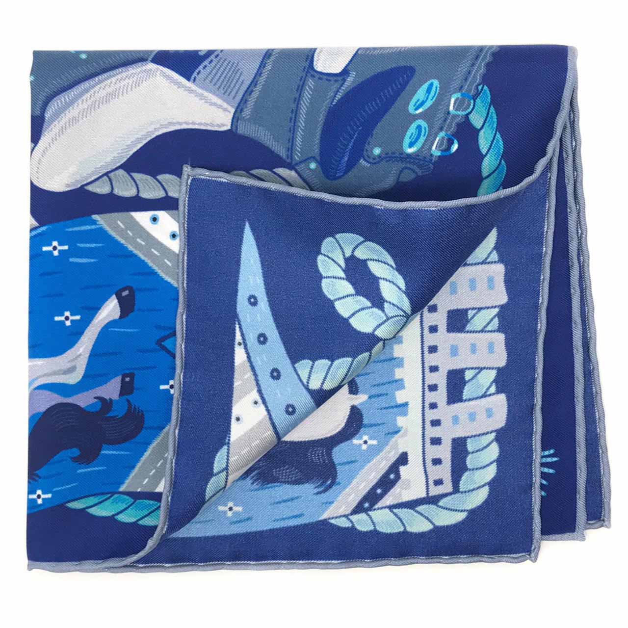 Les Chevaliers Navy Blue Pocket Square