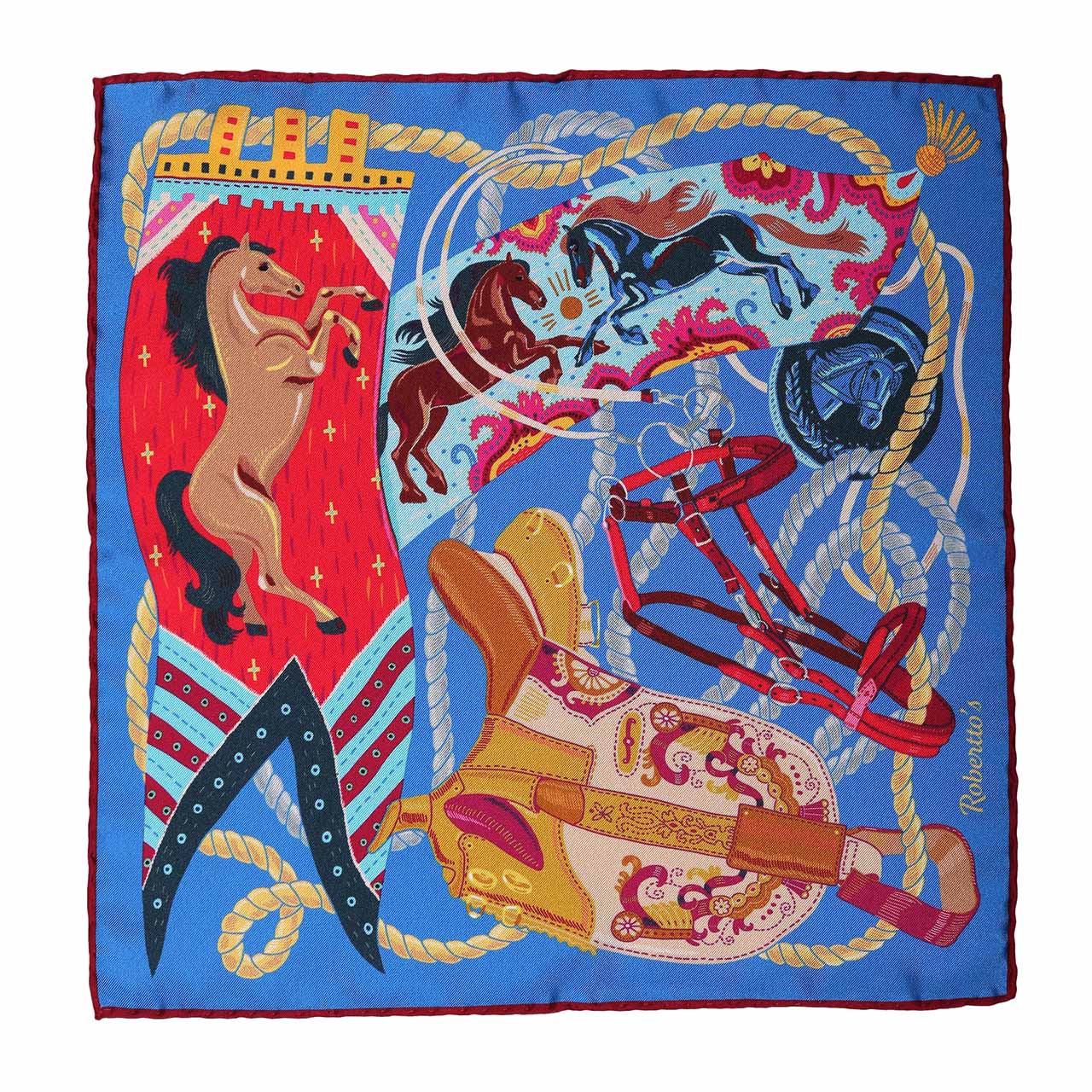 Les Chevaliers Blue Pocket Square