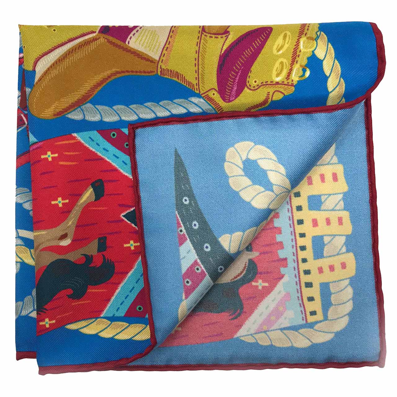 Les Chevaliers Blue Pocket Square