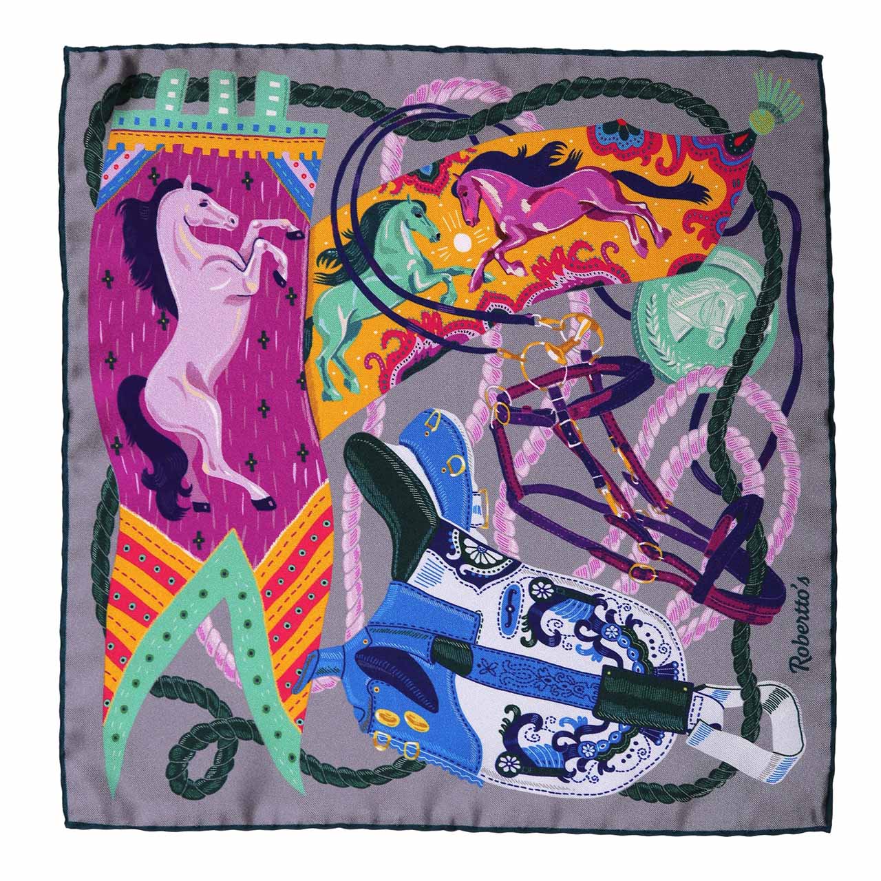 Les Chevaliers Grey Pocket Square