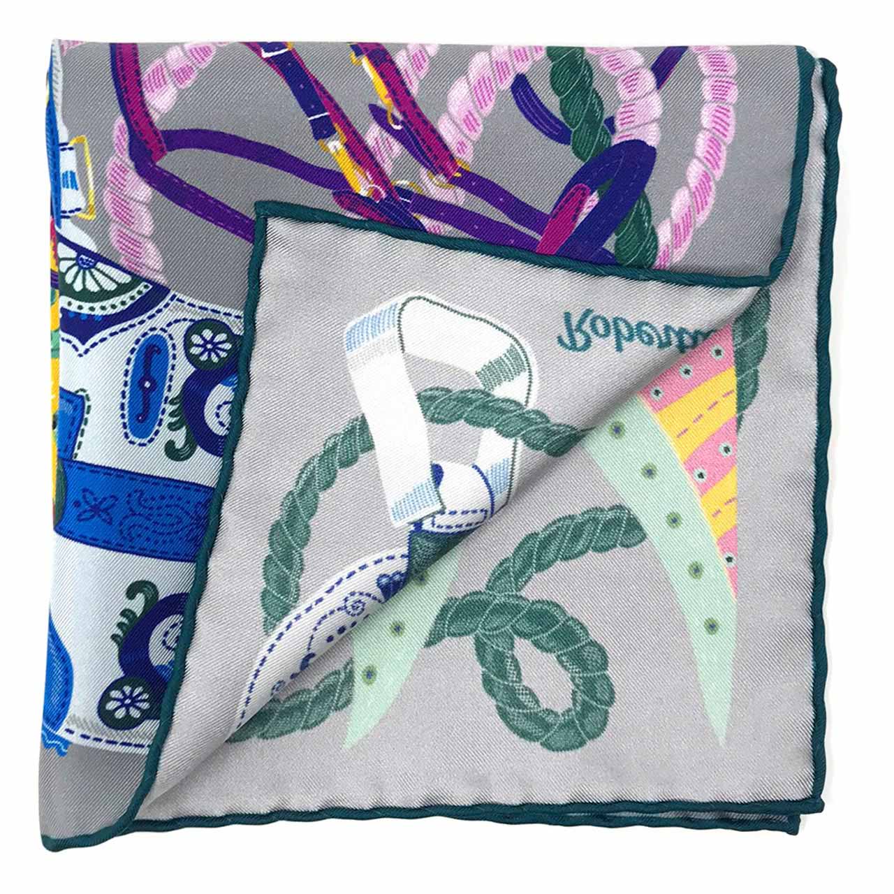 Les Chevaliers Grey Pocket Square