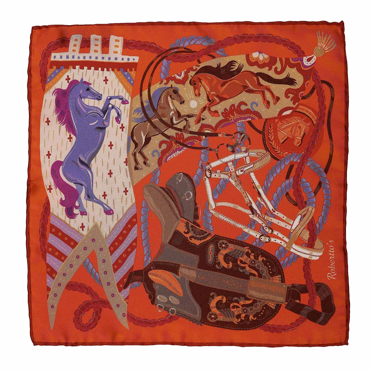 Les Chevaliers Orange Pocket Square