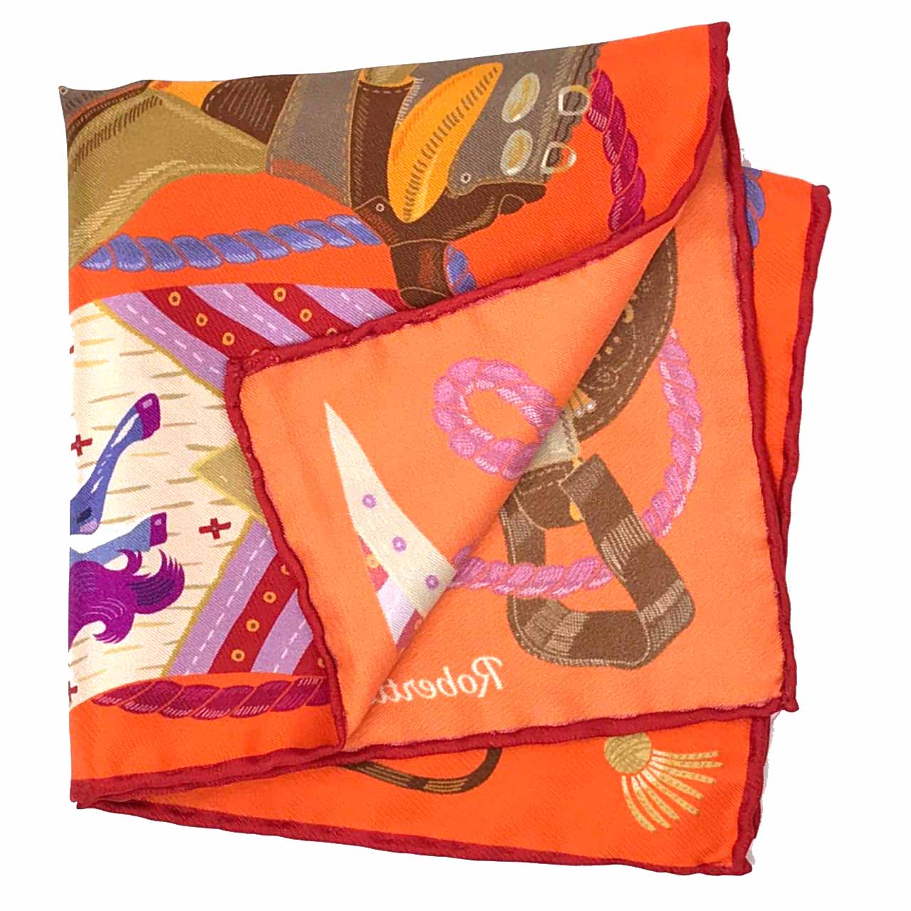 Les Chevaliers Orange Pocket Square