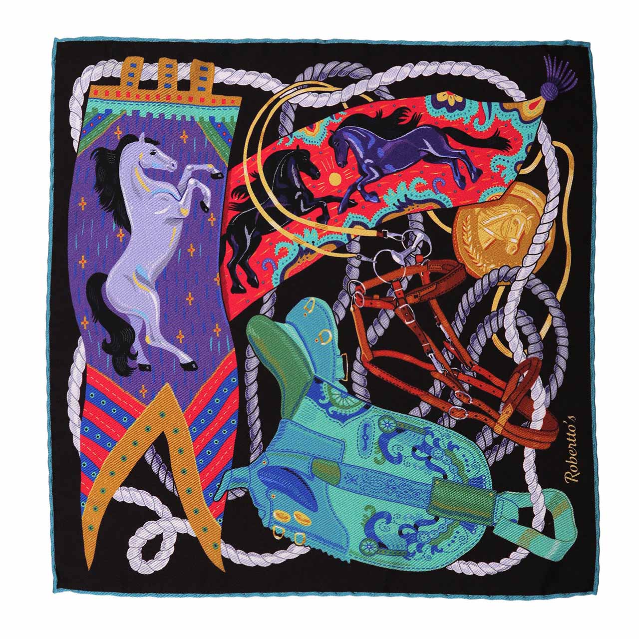 Les Chevaliers Black Pocket Square