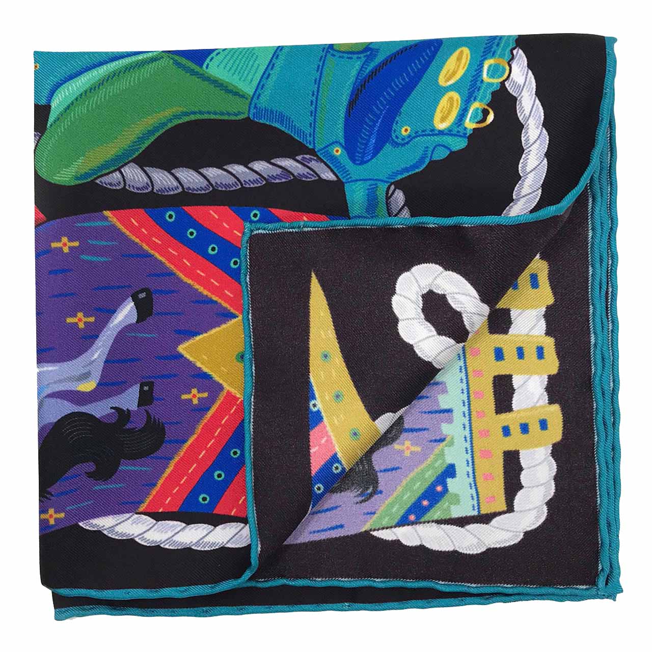 Les Chevaliers Black Pocket Square