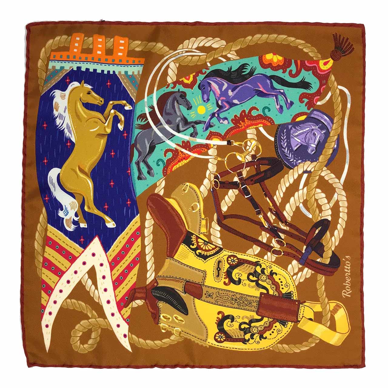 Les Chevaliers Caramel Pocket Square