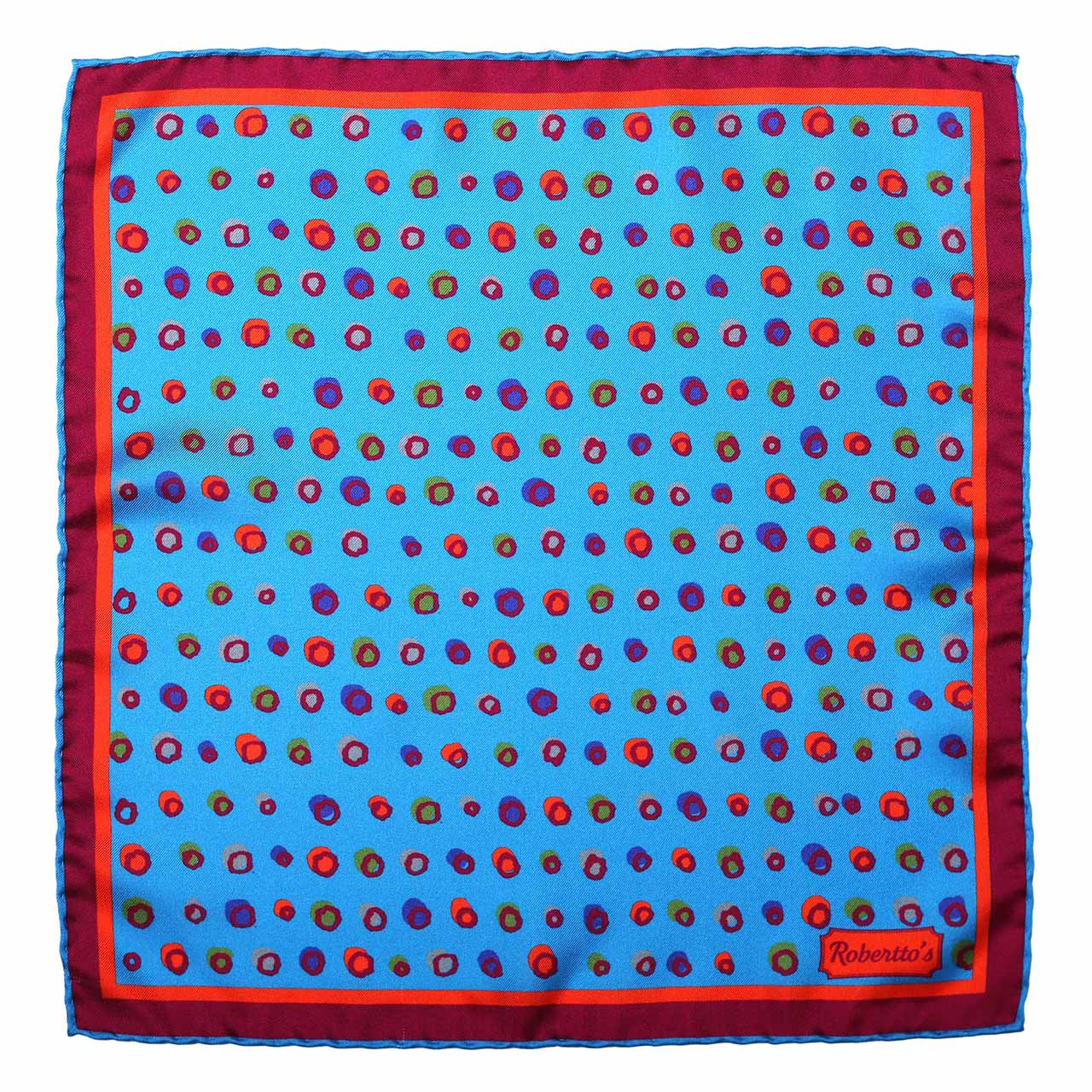 Polka Mania Azure Blue Pocket Square