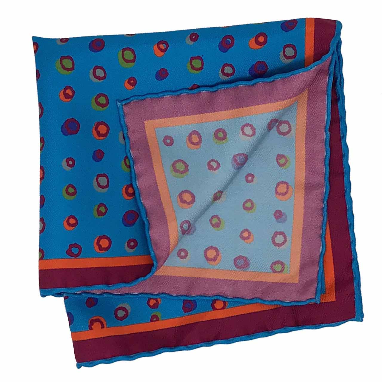 Polka Mania Azure Blue Pocket Square