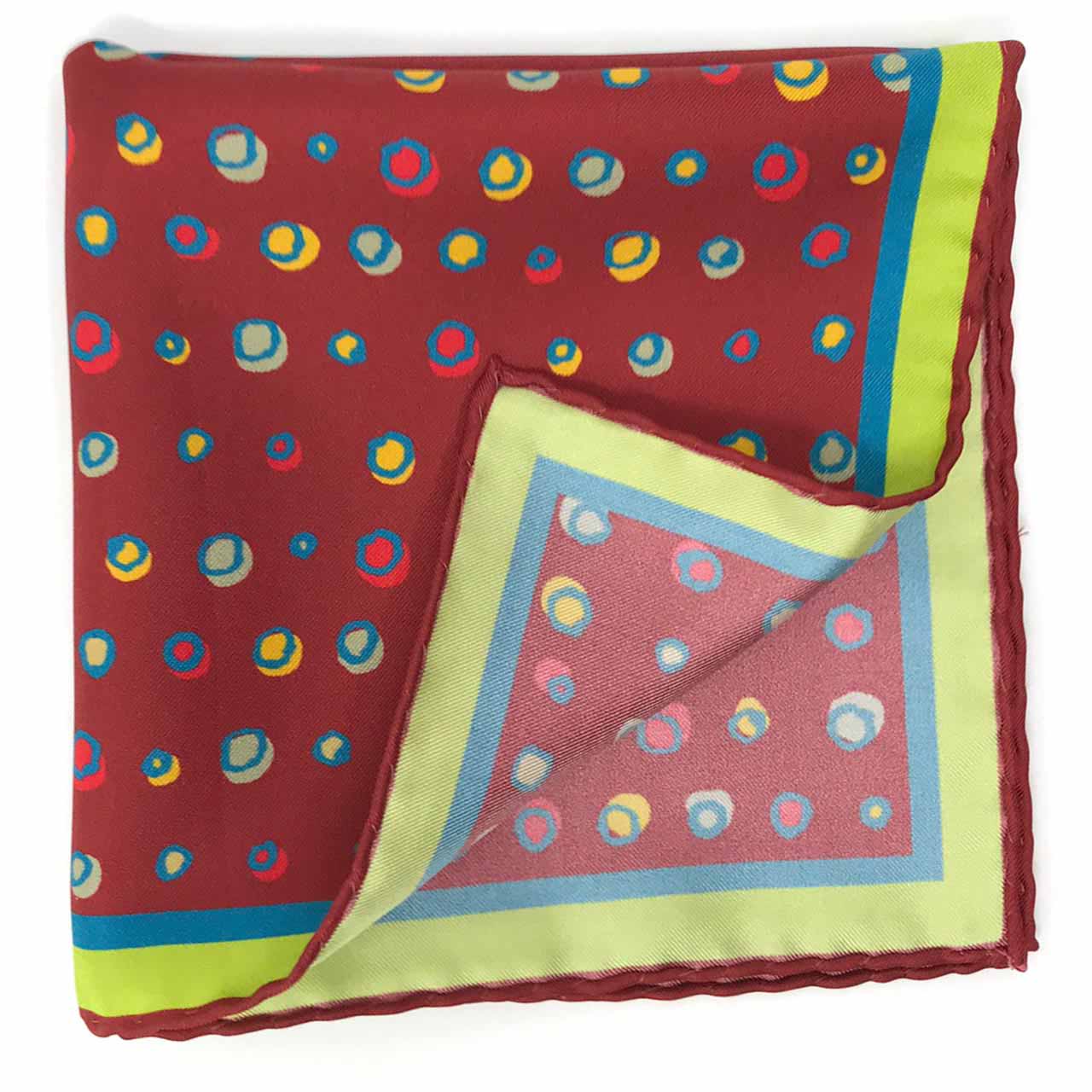 Polka Mania Brown Red Pocket Square