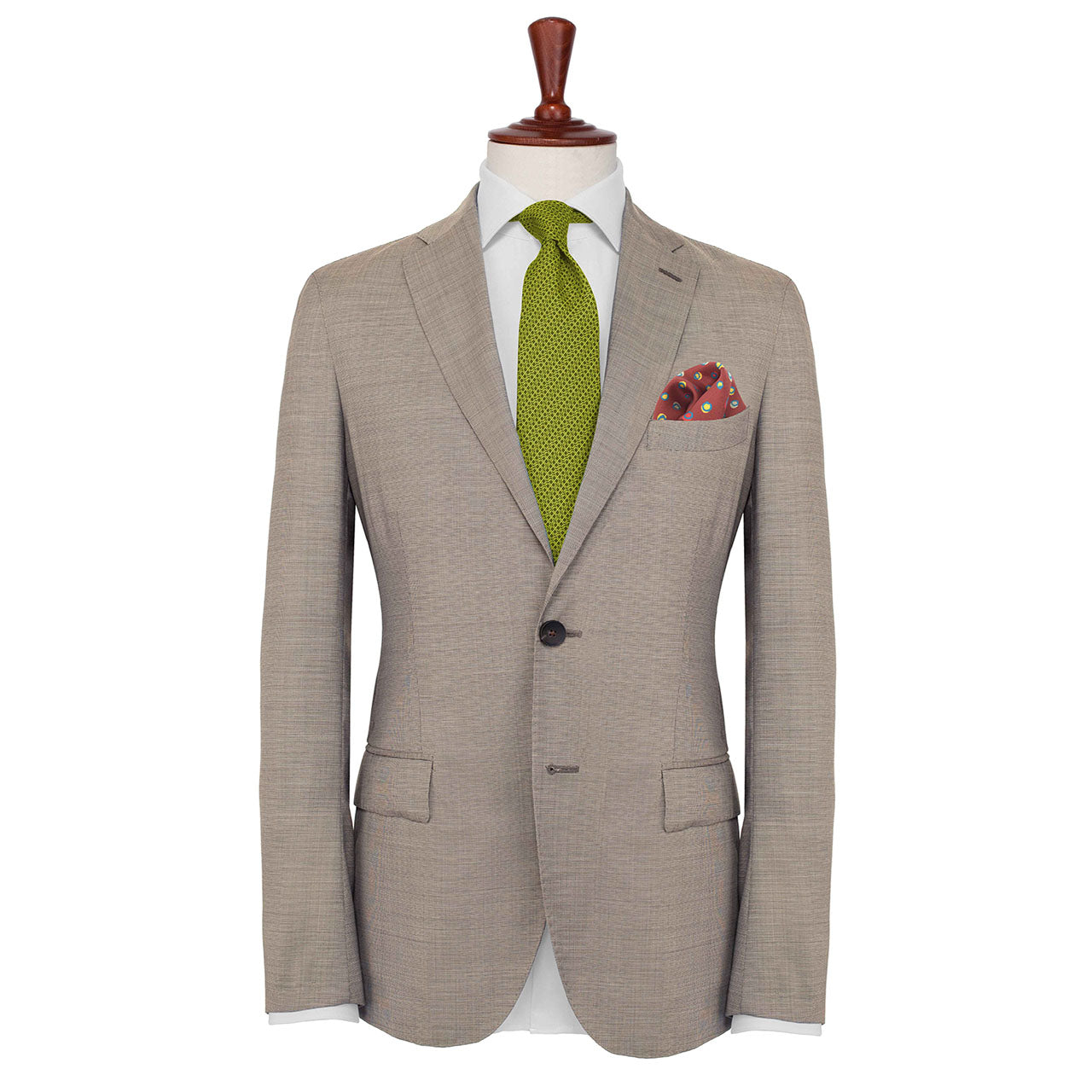 Polka Mania Brown Red Pocket Square