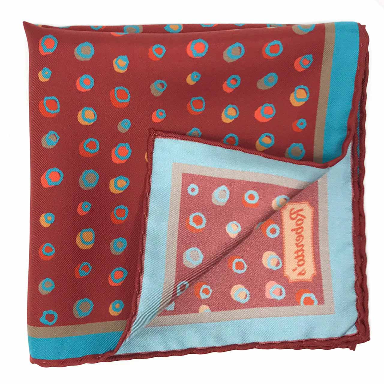 Polka Mania Maroon Pocket Square