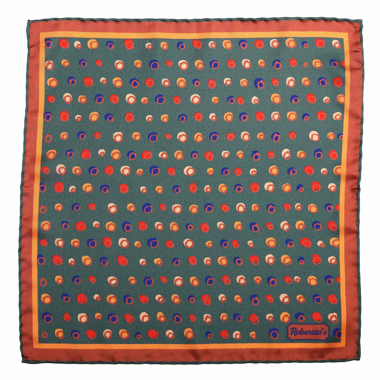 Polka Mania Pine Green Pocket Square