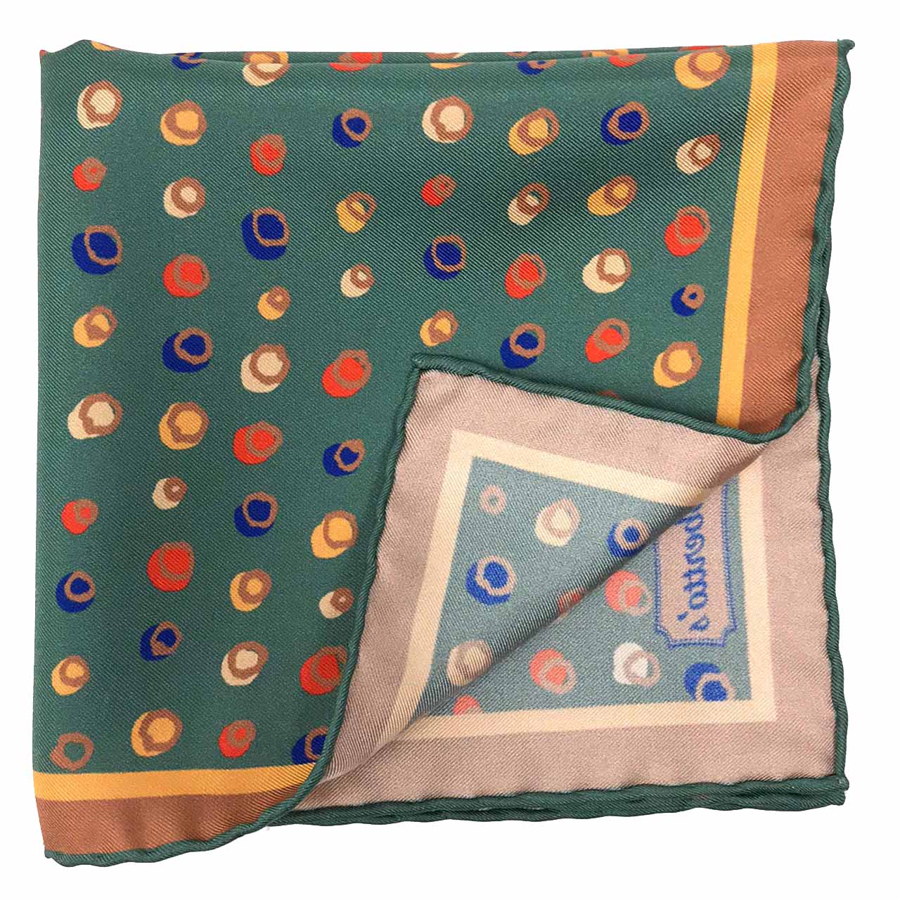 Polka Mania Pine Green Pocket Square