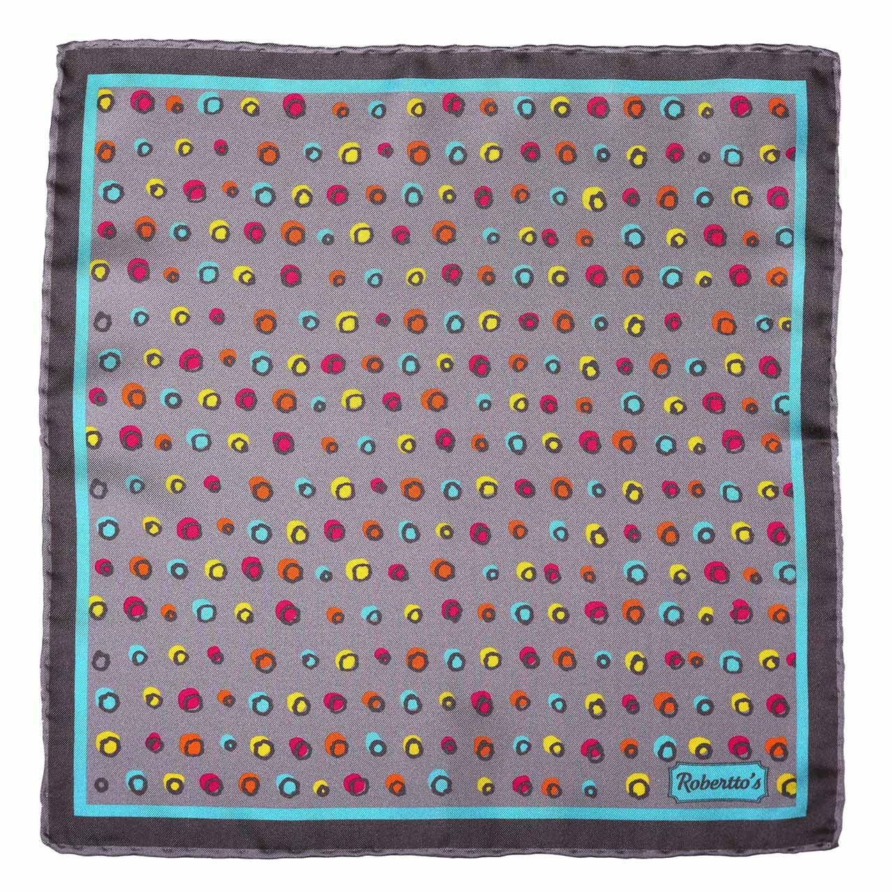 Polka Mania Metal Grey Pocket Square