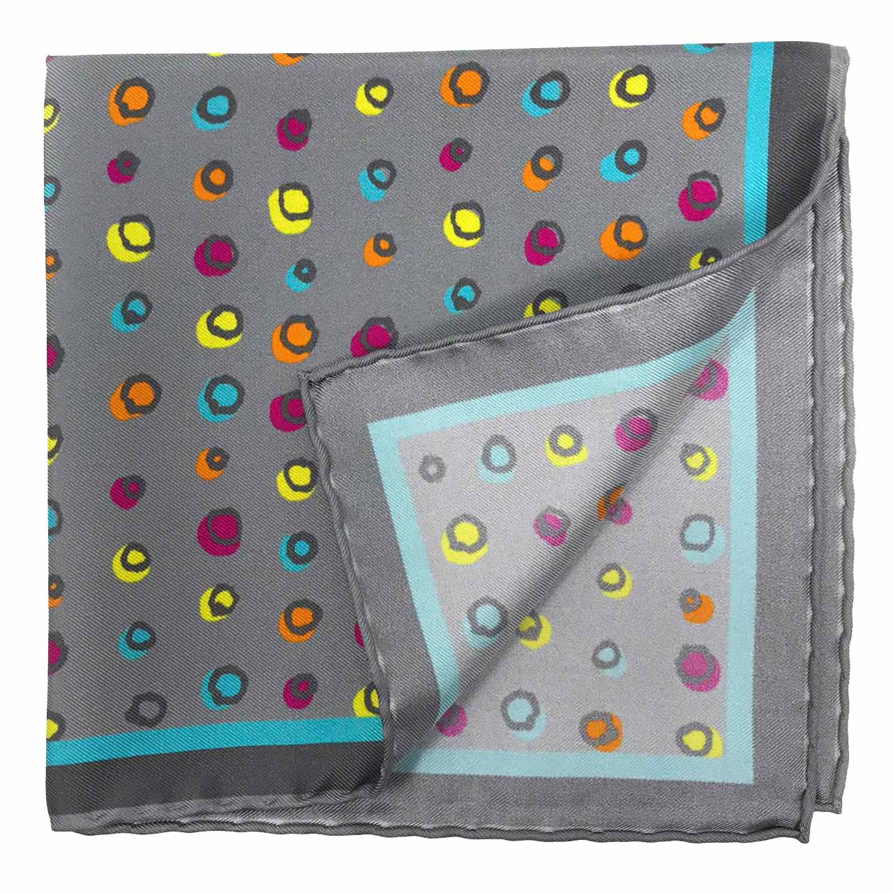 Polka Mania Metal Grey Pocket Square