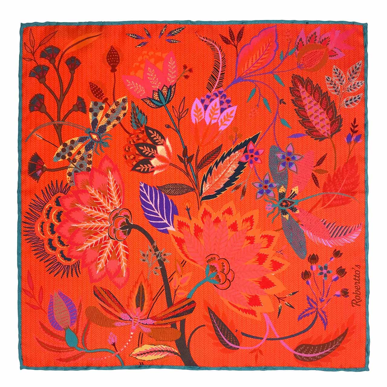 Dragonfly Chaser Orange Red Pocket Square