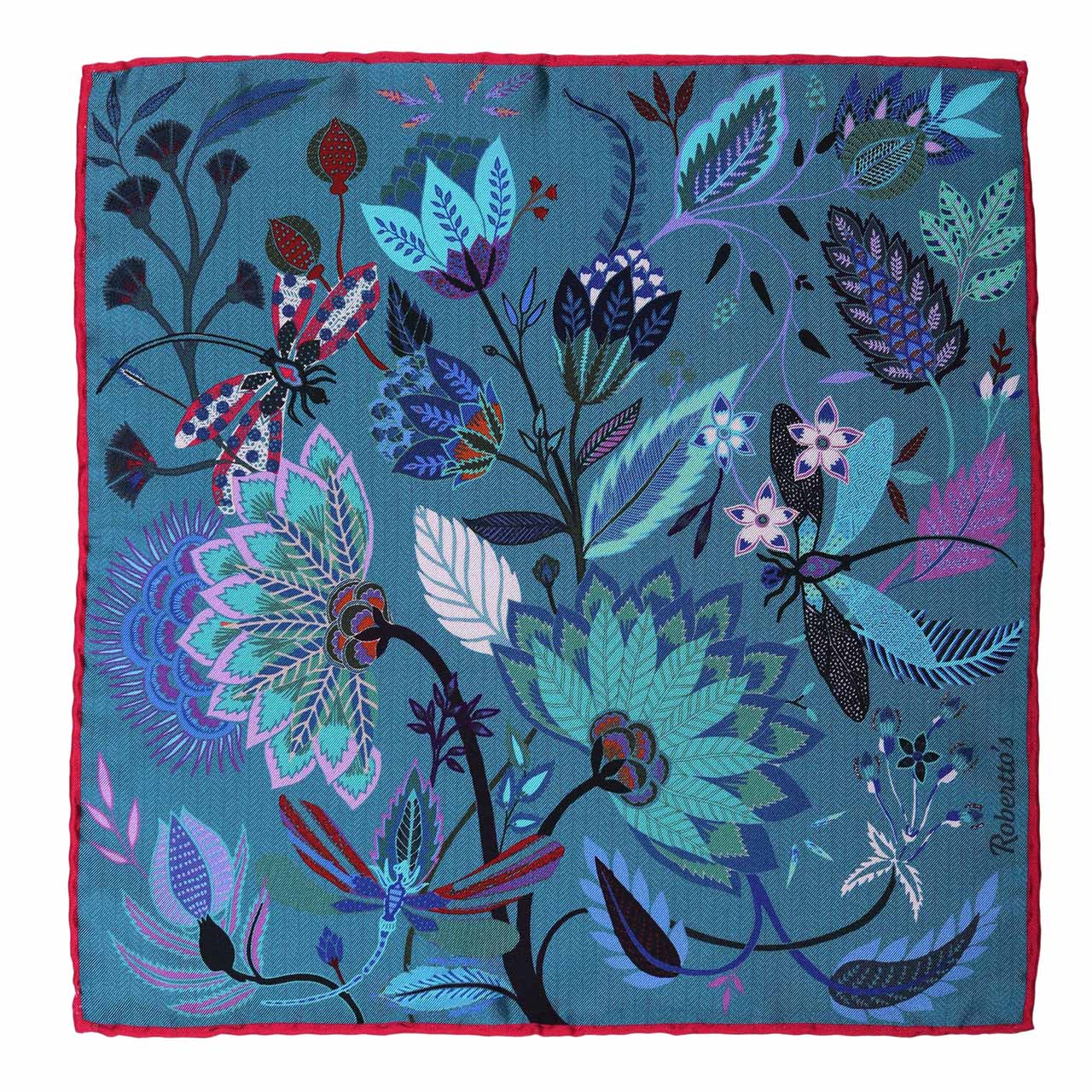 Dragonfly Chaser Teal Pocket Square