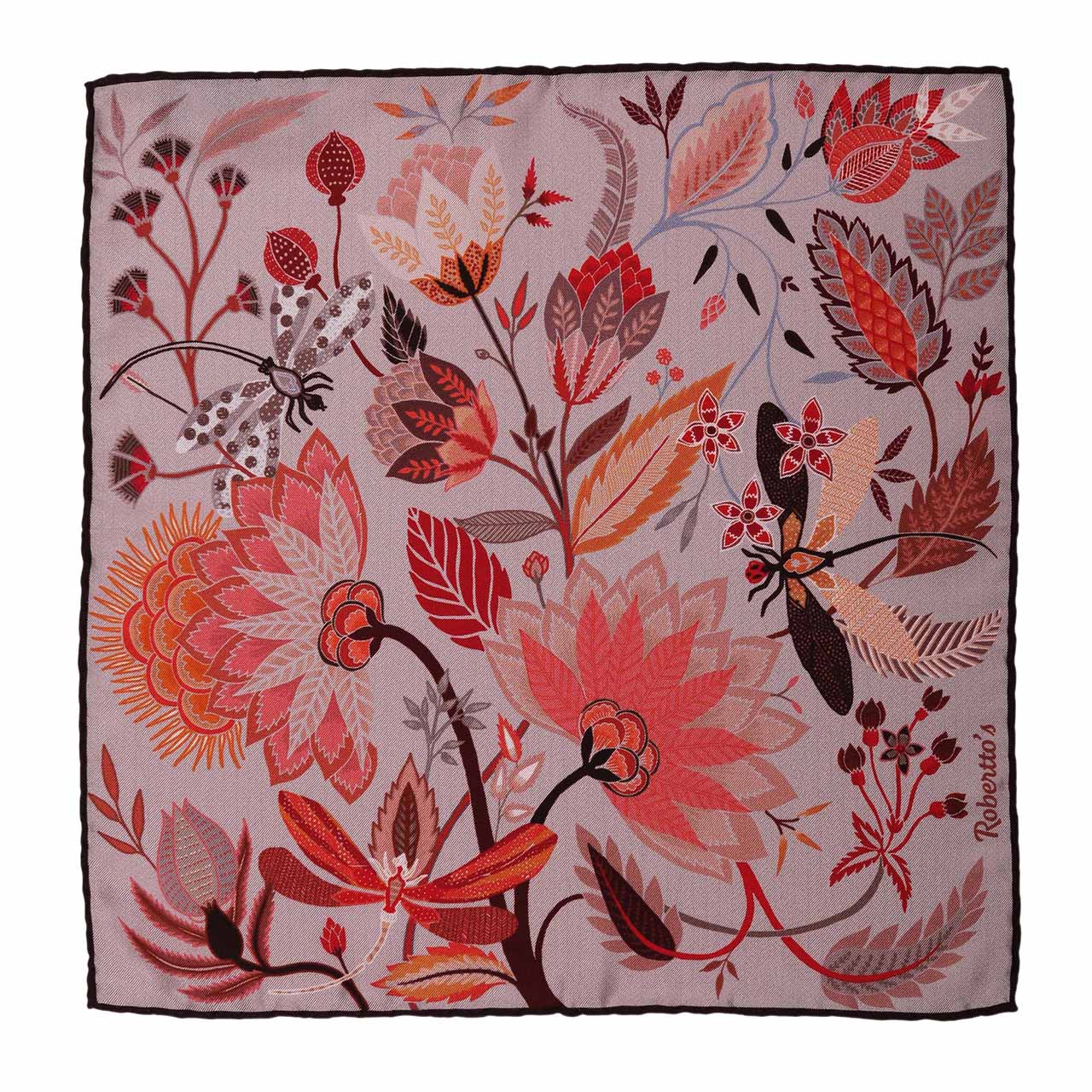 Dragonfly Chaser Greige Pocket Square