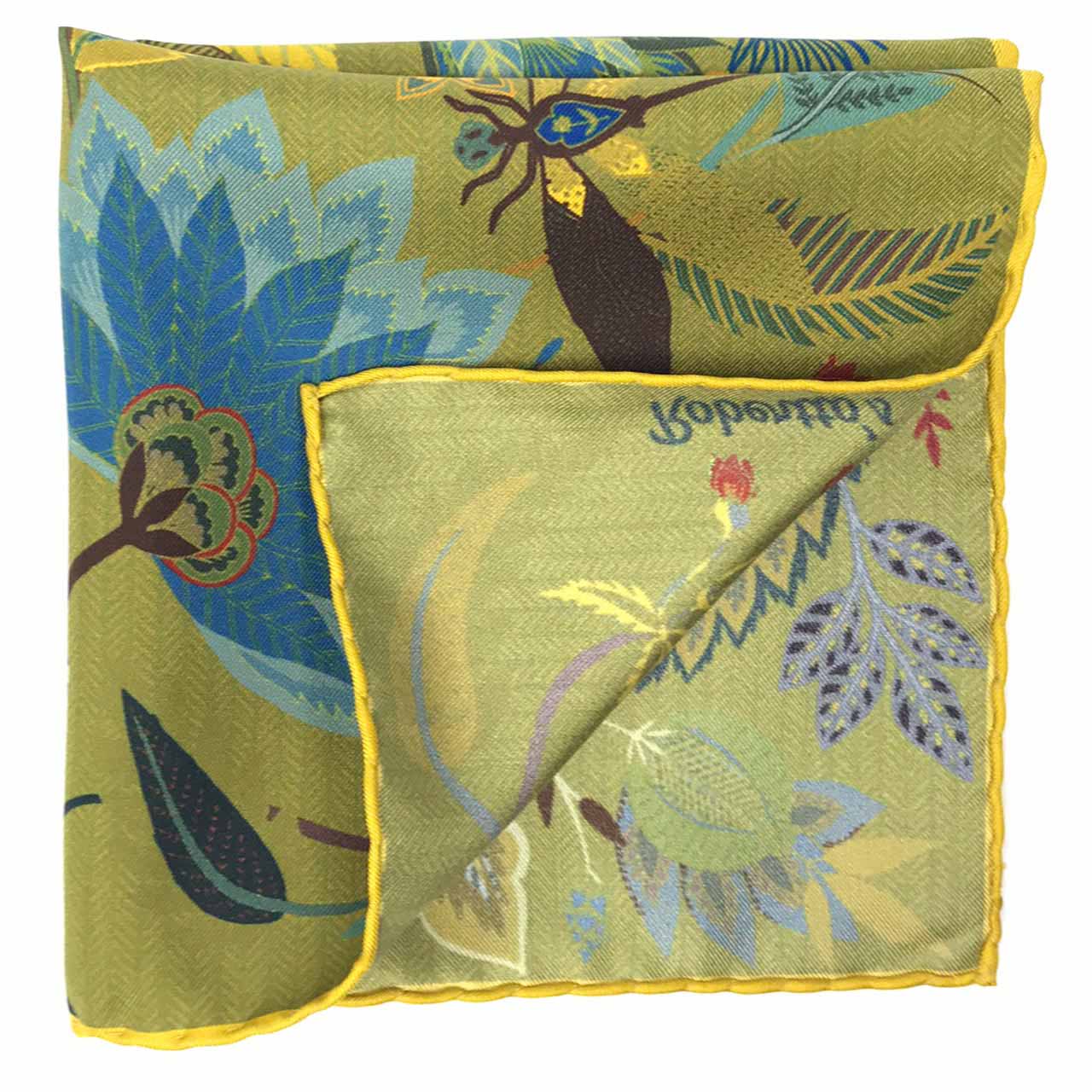 Dragonfly Chaser Olive Green Pocket Square