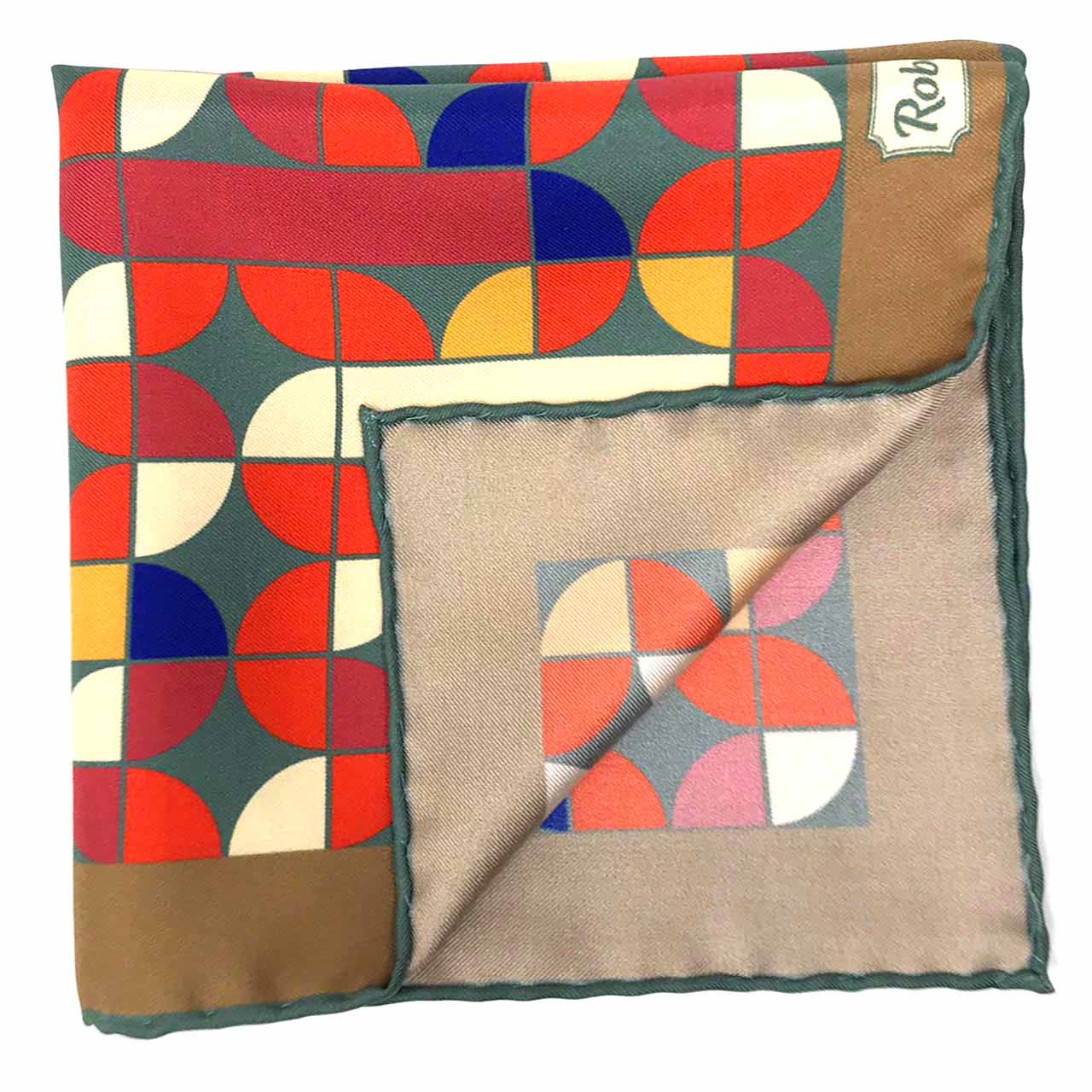 La Mosaique Light Petroleum Green Pocket Square