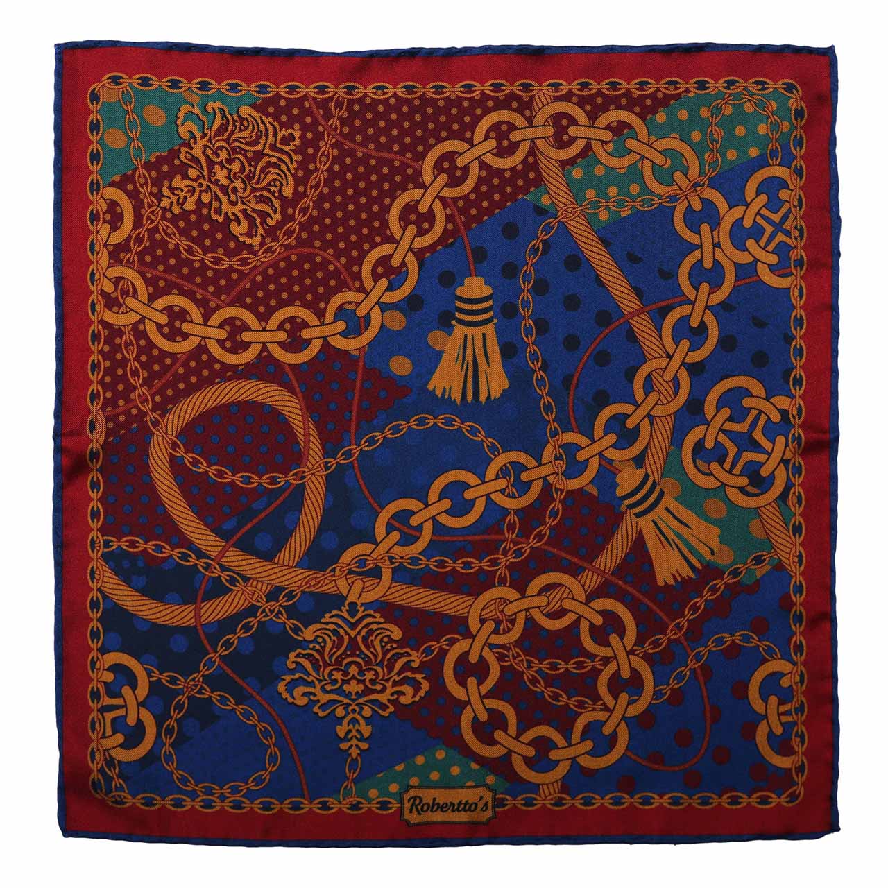 Chains & Charms Dark Greyish Blue Pocket Square