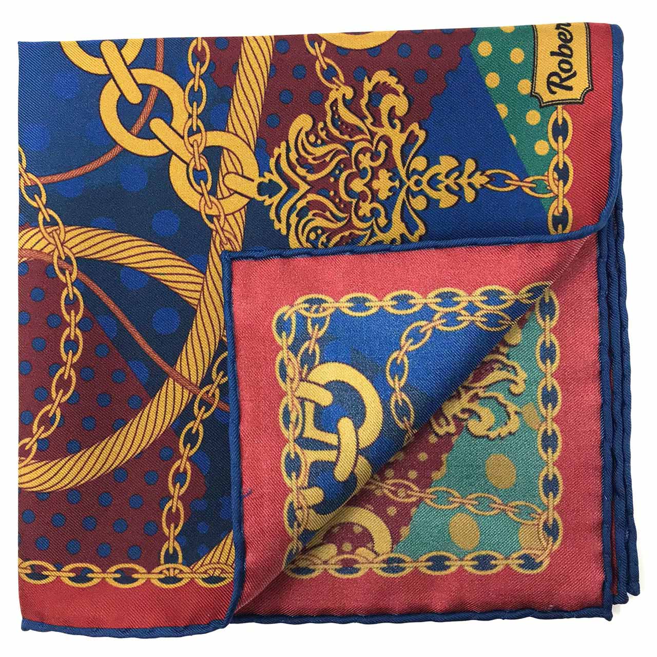 Chains & Charms Dark Greyish Blue Pocket Square