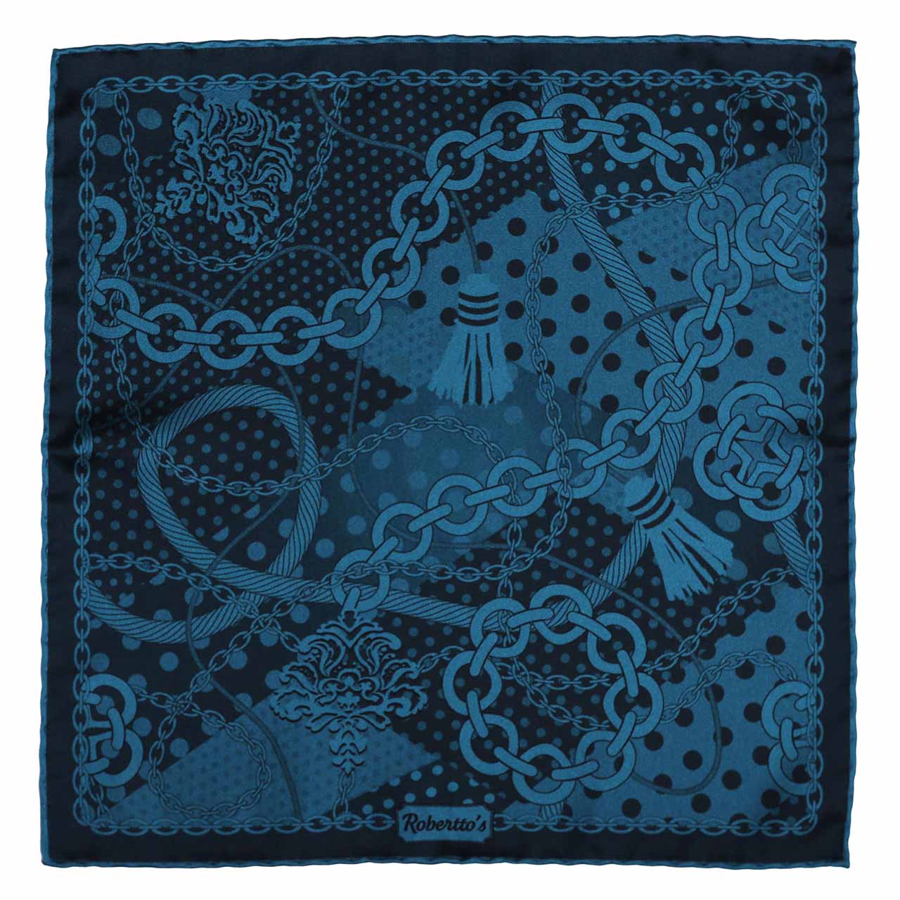 Chains & Charms Petroleum Blue Pocket Square