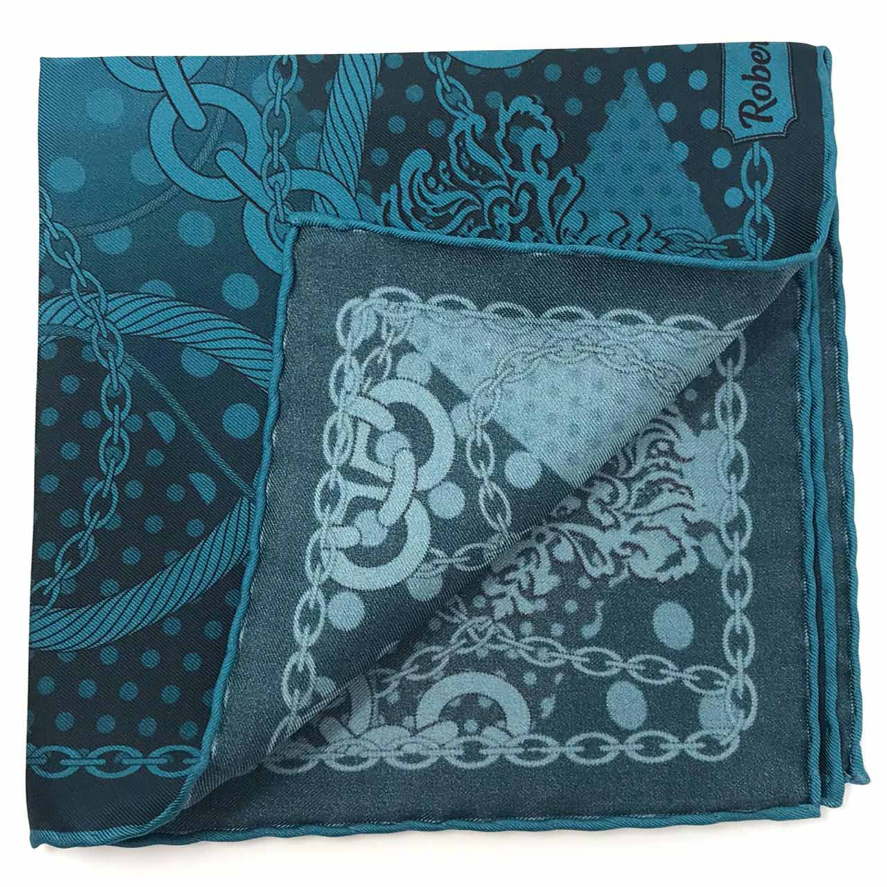 Chains & Charms Petroleum Blue Pocket Square