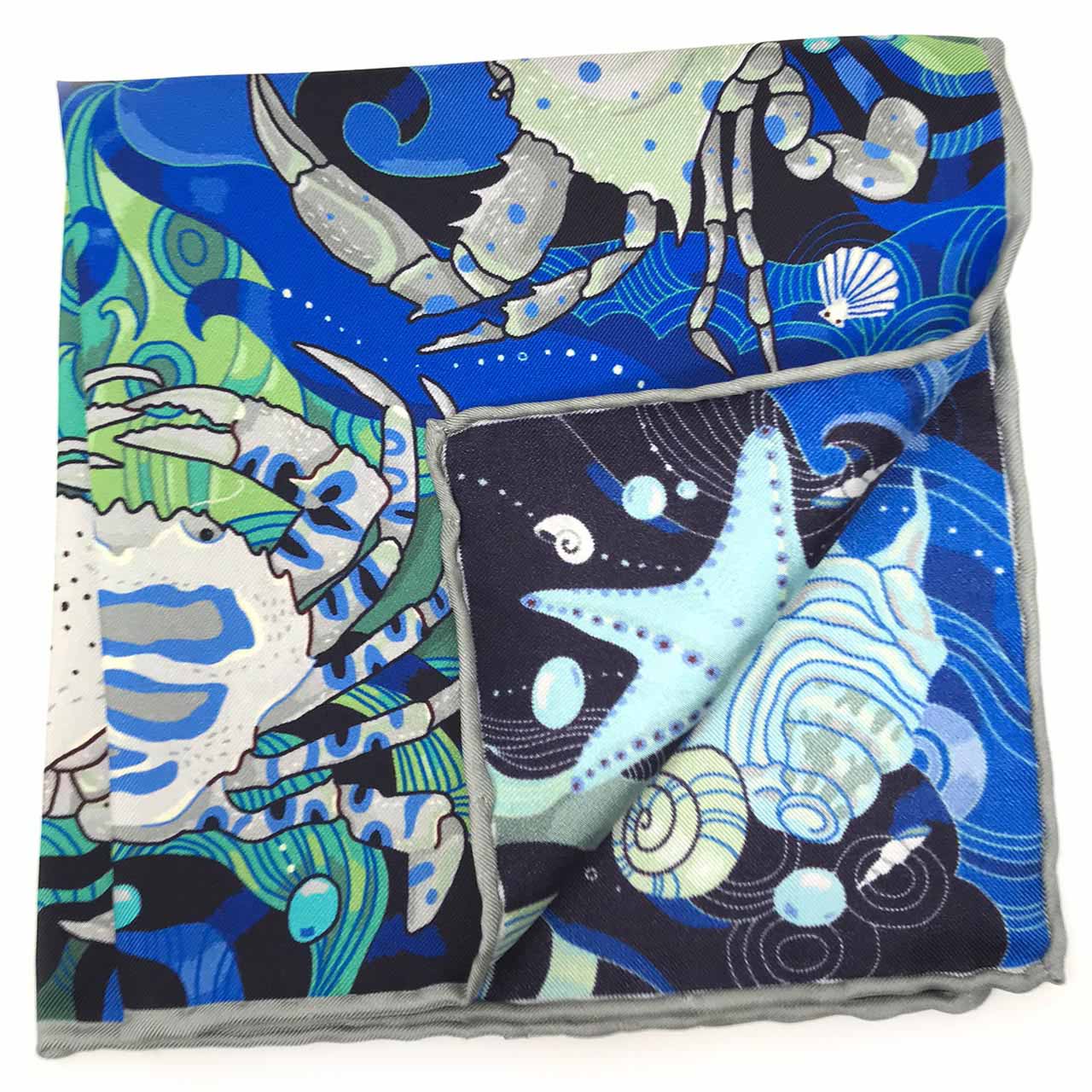 After The Tide Metal Grey Pocket Square