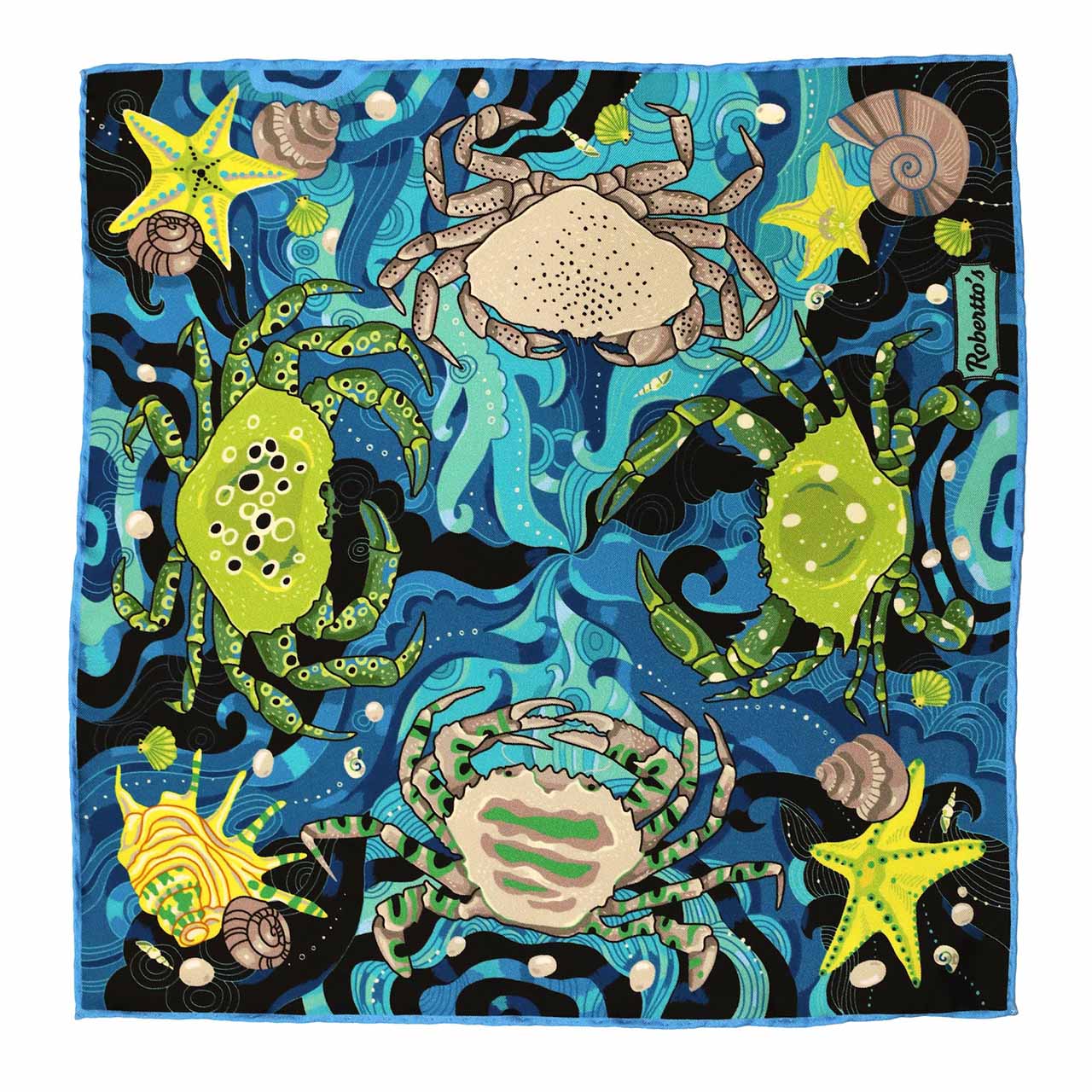 After The Tide Dark Blue Turquoise Pocket Square