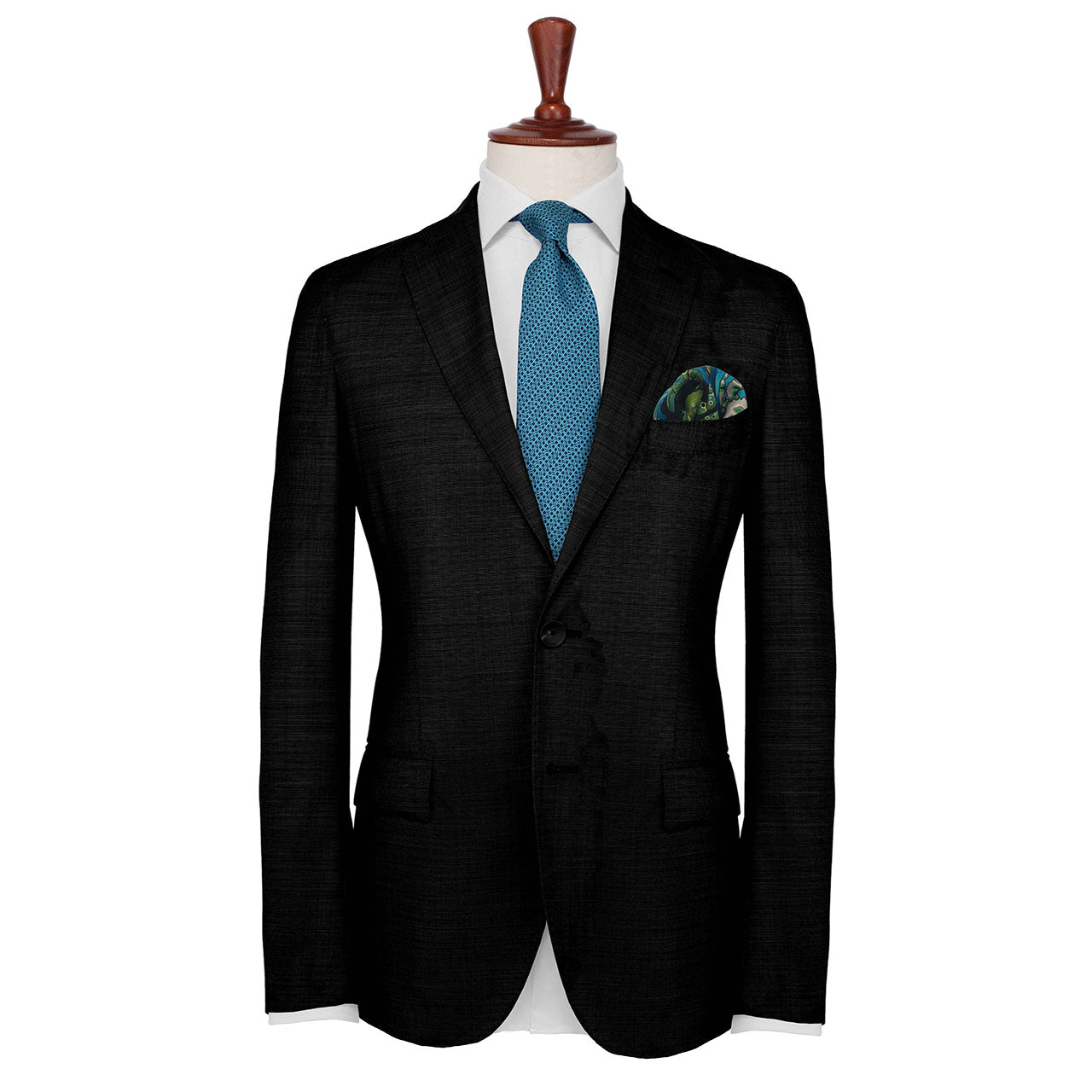After The Tide Dark Blue Turquoise Pocket Square