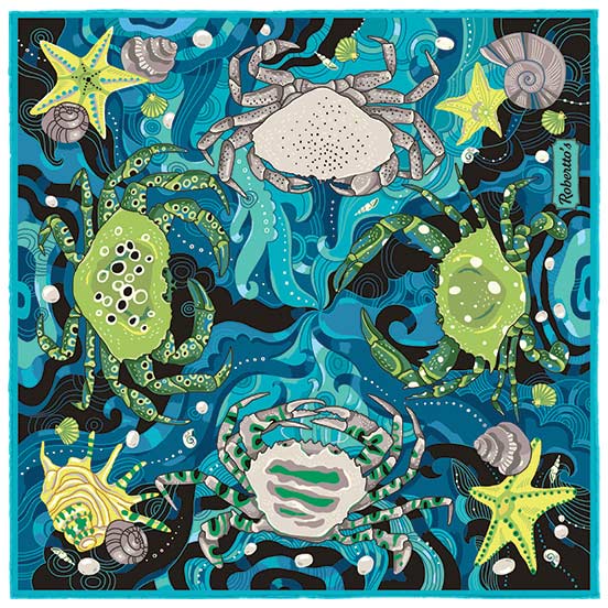 After The Tide Dark Blue Turquoise Pocket Square