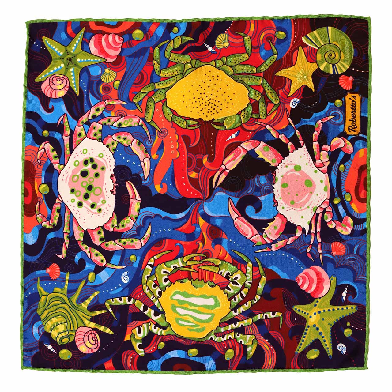 After The Tide Green Pocket Square