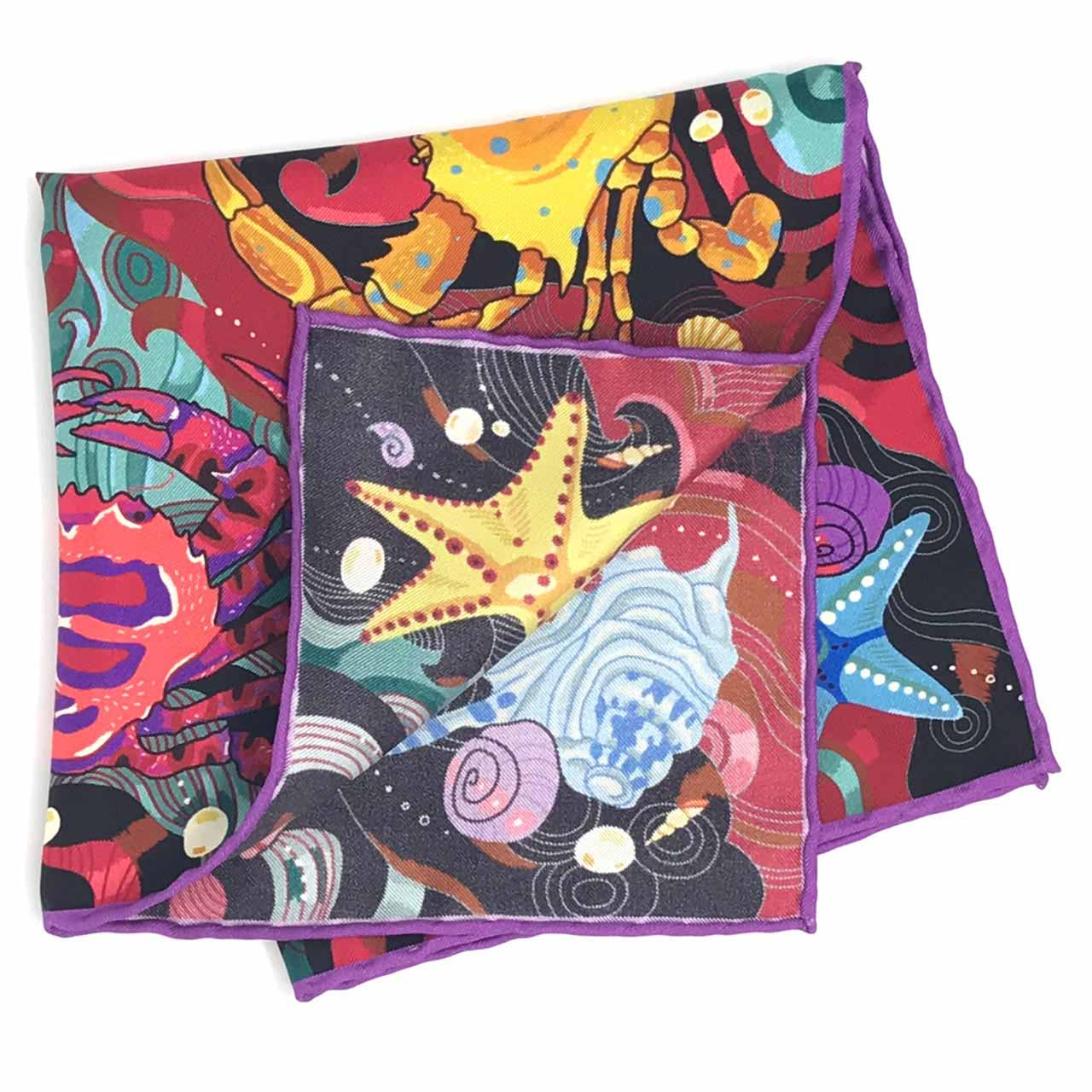 After The Tide Purple Pocket Square