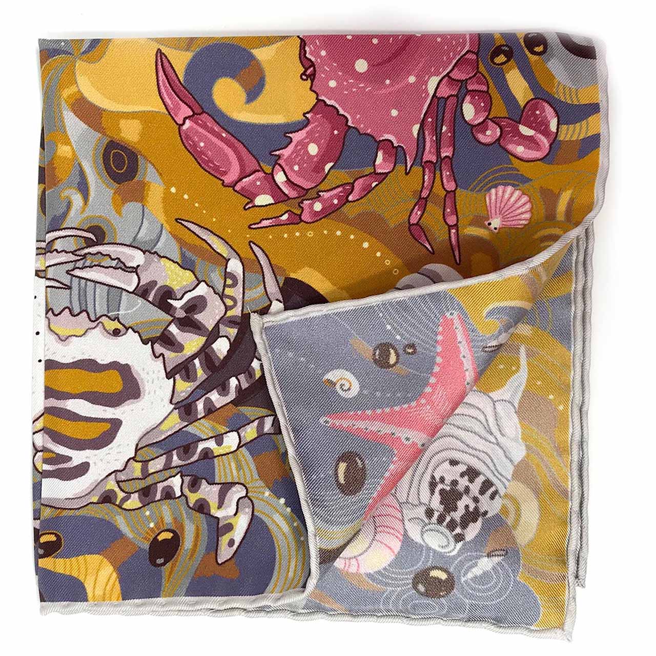 After The Tide Fog Grey Pocket Square