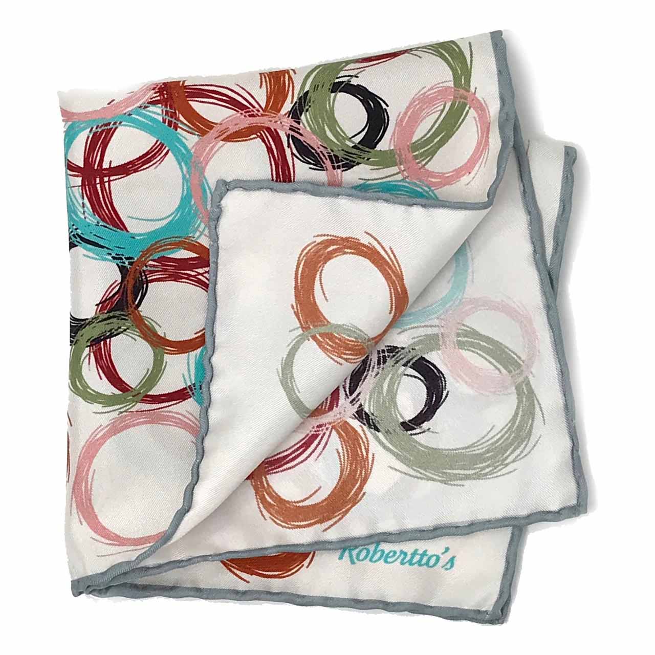 Running Rings Pearl White Pocket Square